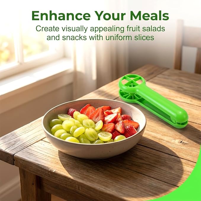 Grape Cutter Slicer, 2026 New Grape Cutter Tool, Grape Tomato Cherry Strawberry Cutter Tools Into 4 Pieces for Vegetable Fruit Salad, Quarter Grape Slicer Kitchen Gadget (1PC)