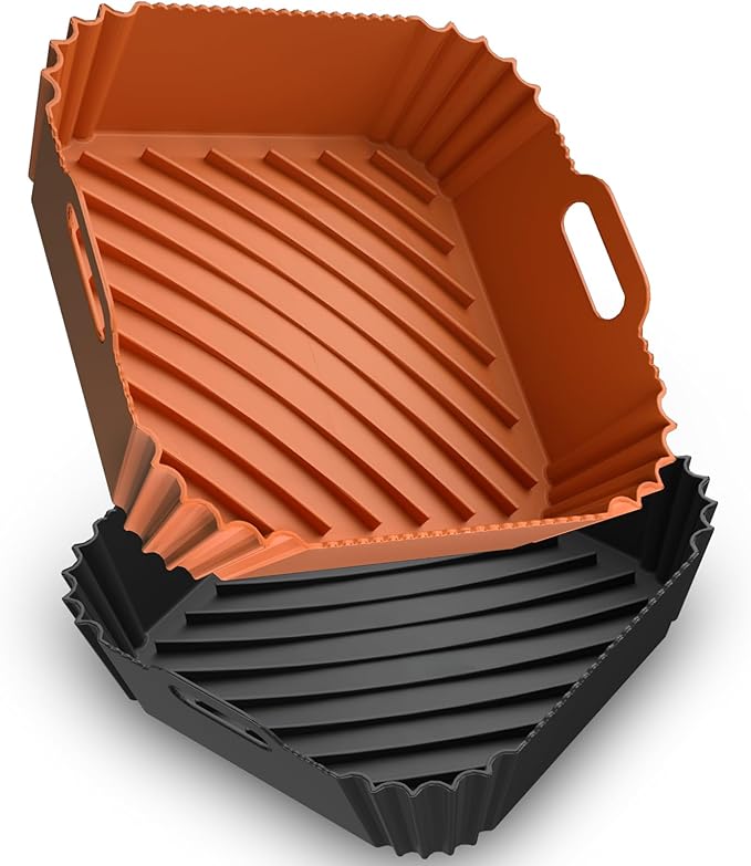 Air Fryer Silicone Liners 2 Pack, Reusable Square Air fryer Basket Liners, 4-6Qt Silicone Baking Tray for Instant Air fryer, Oven Microwave Pot Accessories, Food Grade Kitchen Gadgets