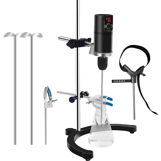 Electric Overhead Stirrer, LCD Digital Overhead Lab Mixer,Time and Speed Adjustable, 100-2000RPM, 0-10000mpas, Mix40L, Two Stirring Rods