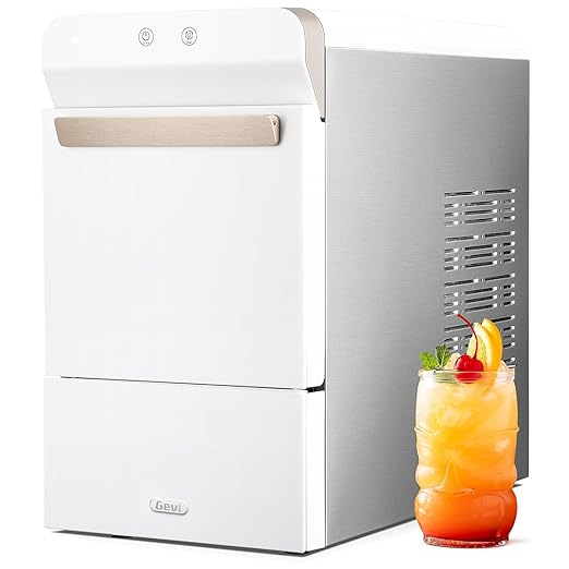 Gevi V2.0 Quiet Countertop Nugget Ice Maker, Self-Cleaning Chewable Pellet Ice Machine, 38 lbs/24H, Energy-Efficient, White
