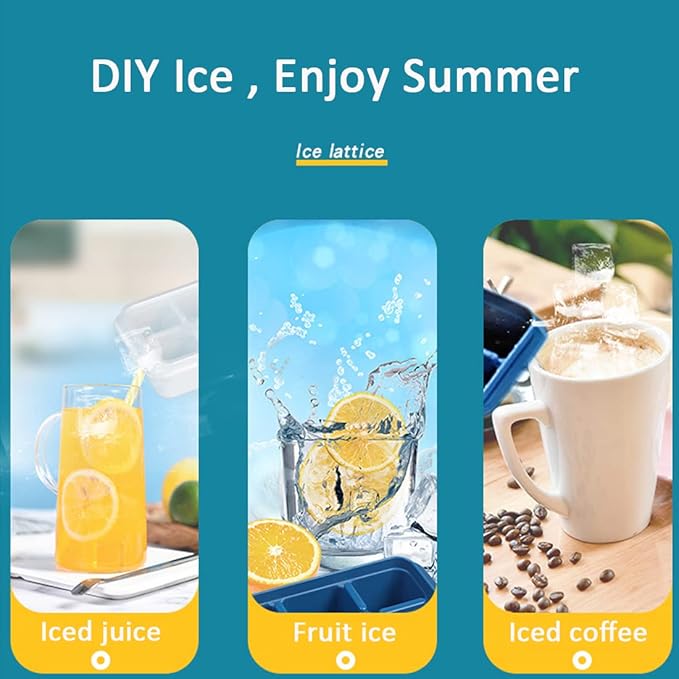 Ice Cube Trays 2 Pack - Mini Size Silicone Ice Cube Molds with Removable Lids Reusable and BPA Free for Whiskey, Cocktail, Stackable Flexible Safe Ice Cubes