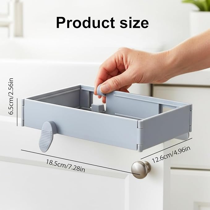 2Pcs Foldable Trash Bag Holder, No Drill Adhesive Hanging Rack for Kitchen Cabinets/Doors, Space-Saving Collapsible Plastic Waste Bag Hanger