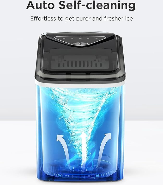 Totnz Countertop Ice Maker Machine, 26lbs in 24Hrs, 9 Ice Cubes Ready in 6 Mins, Auto-Cleaning Portable Ice Maker with Basket and Scoop, for Home/Kitchen/Camping/RV