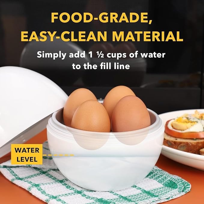 Microwave Egg Boiler 4 Egg Capacity Microwave Egg Cooker for Hard Boiled Eggs Microwave Egg Maker Under 9 minutes Medium and Hard Boiled Egg Cooker Rapid Egg Boiler Microwavable Egg Poacher