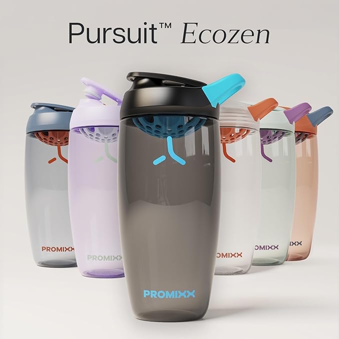 Promixx Pursuit Protein Shaker Bottle – 26oz Silent Snap-Fit Mixer for Lump-Free Shakes – Leak-Proof BPA-Free Ecozen Gym Shaker with Measurement Marks for Fitness and Travel – Black