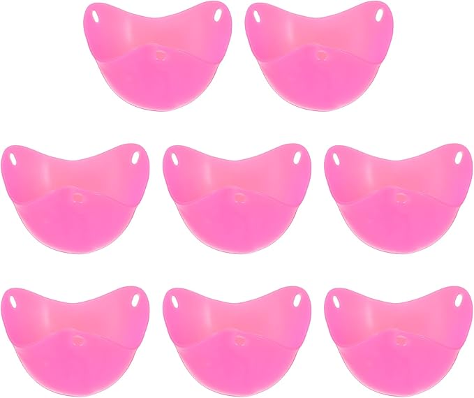 uxcell 8 Pack Egg Poacher, Nonstick Silicone Egg Poacher Cups Poached Cups Kitchen Breakfast Gadget for Microwave Air Fryer Stove Top Cooking Boiled Poached, Fuchsia