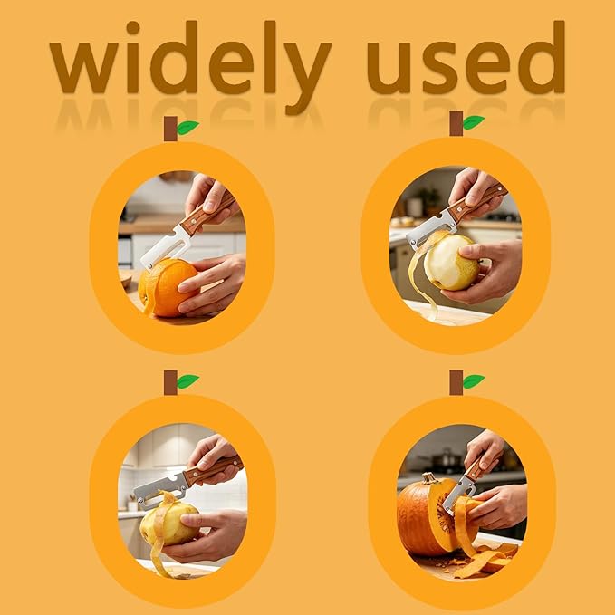 2-in-1 Multifunctional Vegetable Peeler with Wooden Handle & Stainless Steel Blade, Multifunctional Vegetable Peeler, Built-in Bottle Opener, Fruit & Vegetable Kitchen Peeling Tool (1Pcs)