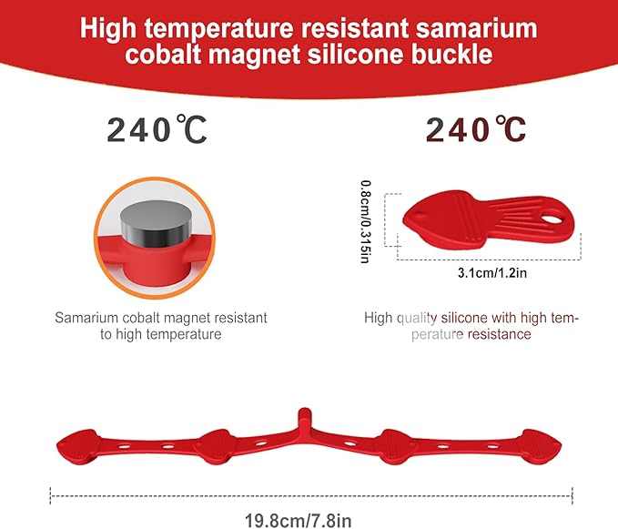 Air Fryer Magnets Silicone Buckle for Parchment Paper Liners, High-Temp Resistant Air Fryer Accessories, Safely Lock Paper from Heating Element, Prevent Burning Extra Long Non-segmented (Fish)