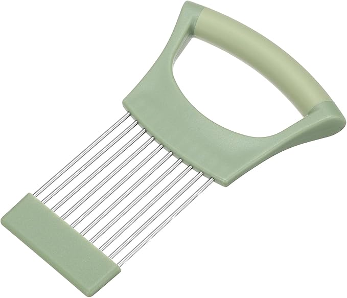 uxcell Onion Slicer Holder, Stainless Steel Vegetable Cutting Holder Food Cutter Tool for Slicing Storing Onions Tomatoes Potatoes Avocados Apples, Green