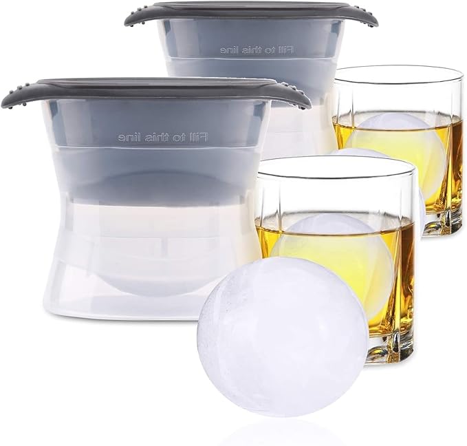 2.5 inch Large Globe Ice Cube Mold,2pcs Sphere Ice Cube Mold,Ice Ball Mold - Great for Whiskey and Scotch