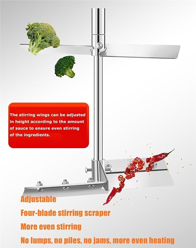 Commercial Automatic Food Mixer Pot with 4 Blade Stirring Scraper Blender, 200W Electric Stainless Steel Sauce Stirrer Frying Machine for Jam Sauce Food Blender Making Filling(85L)