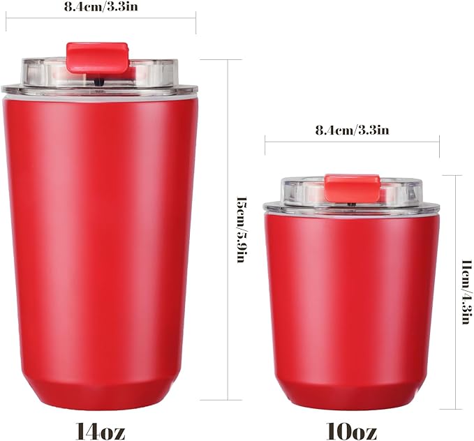 Puraville Insulated Tumblers with Lid, 14 oz Travel Coffee Mug Stainless Steel Vacuum Cup, Leak Proof Reusable Double Walled Coffee Tumbler for Iced and Hot Drinks, Red