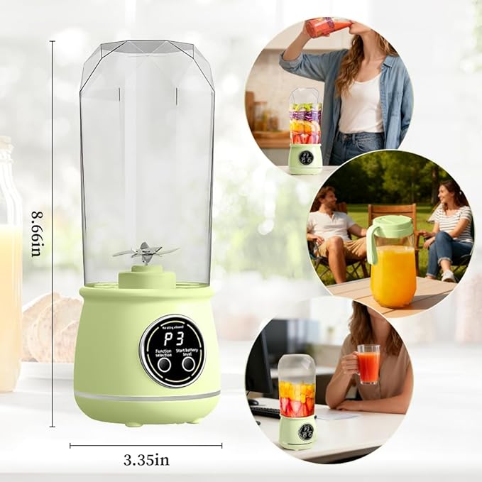 Portable Blender, 20oz Small Blender for Smoothies, Personal Juice Mixer with 10 Sharp Blade, Mini Shaker for Shakes and Smoothies, Smoothie Maker with Extra Lid for Travel, Office, Gym, Home
