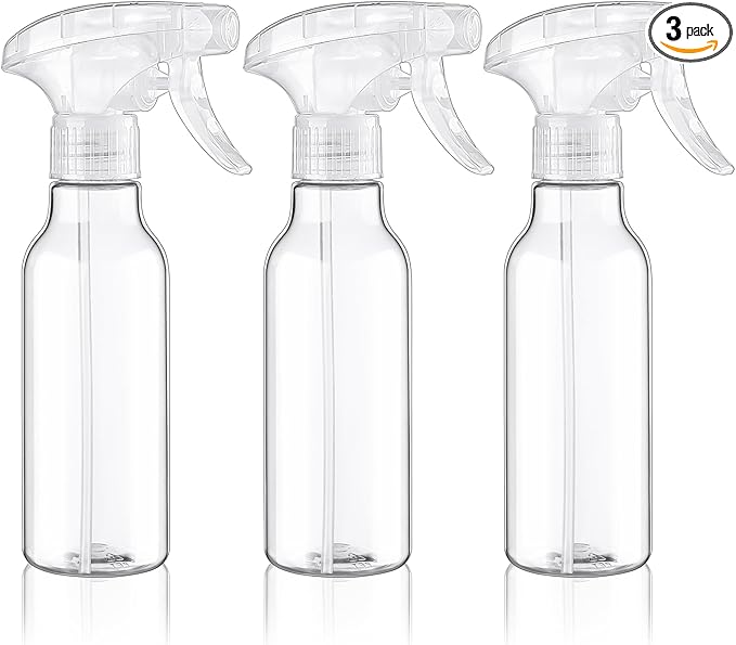 Cosywell Plastic Spray Bottles 8.8oz/260ml 3 Pack Empty Spray Bottle for Cleaning Mist/Stream Heavy Duty Water Spraying Bottle for Cooking Hair Care Essential Oils(Clear)