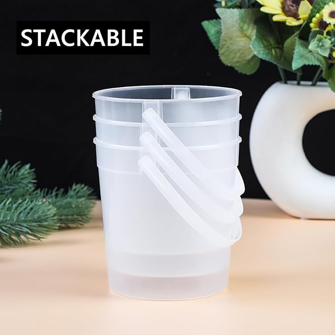 20 Pack Plastic Rum Buckets for Drinks, 32OZ Cocktail Buckets with Lid and Straw, Reusable Smoothie Bucket, 1Liter Large Ice Cream Pails for Halloween Football Parties Bar