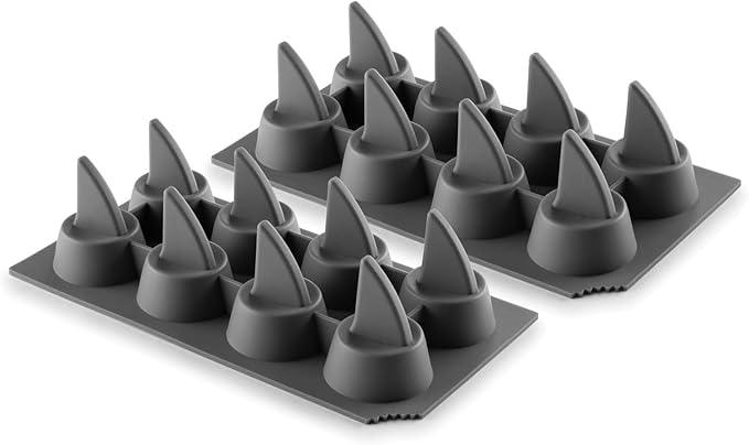 HIC Kitchen Silicone Shark Fin Ice Tray, Non-Stick, Set of 2, Each Tray Makes 8 Shark Fins