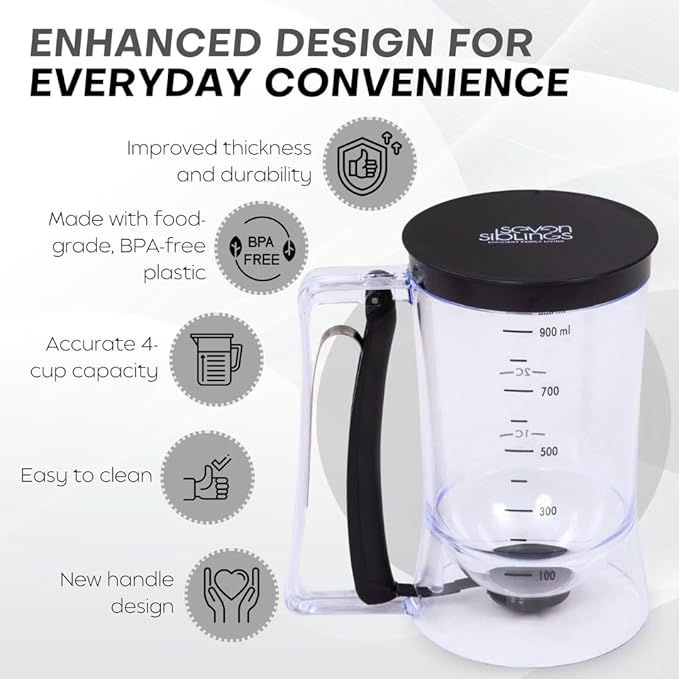 Batter Dispenser with Squeeze Handle - Pancake Batter Dispenser, Pancake Dispenser for Better, Cupcake Batter Dispenser, Pancake Pourer Dispenser, Pancake Mix Dispenser, Waffle Batter Dispenser