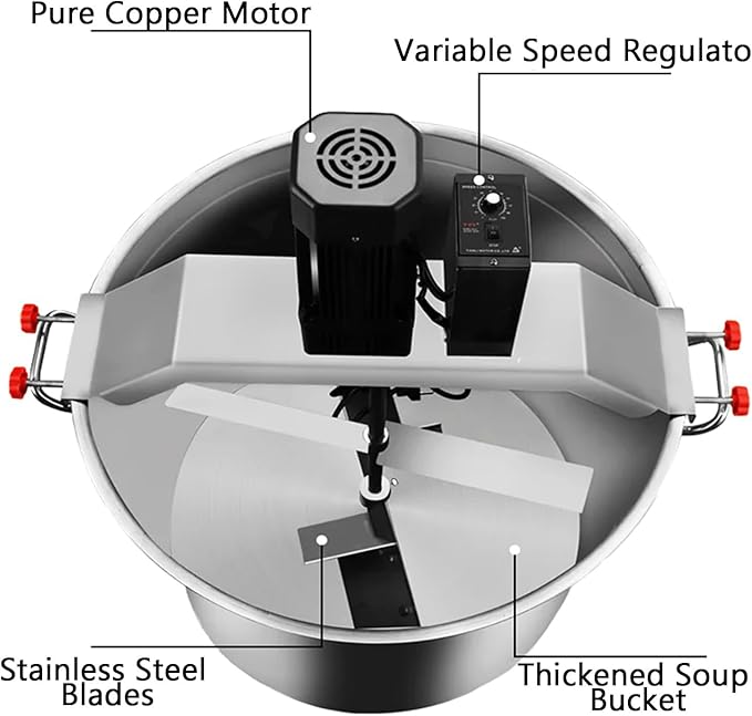 Stainless Steel Jam Automatic Stirrer, Sauce Stirrer Frying Machine, Electric Mixer Machine, Automatic Pot Stirrer with 4-Blade Scraper 20L