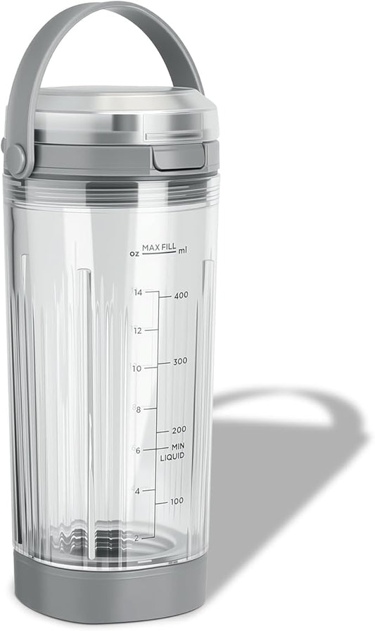 Ninja Blast Accessories 3pcs - Replacement Parts 18oz Blending Vessel Cup & Vessel Cap & Sip Lid with Carry Handle, Compatible with Ninja Blast Portable Blender BC100 Series and BC151 Series Grey