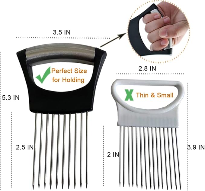 ESINAM Premium Vegetable Slicer Holder, Sharp Stainless Steel Food Slicer Assistant Tool for Potato, Tomato, Fruit, Lemon and Meat