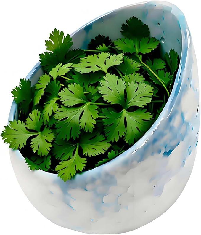 Pottery Blue Handmade Herb Stripper Bowl Kitchen Tool for Efficient Parsley, Basil, Rosemary, Thyme, Mint Leaf Removal & Stripping ,Ceramic Stylish Serving Dish for Berries Nuts Dips Fruits Snacks