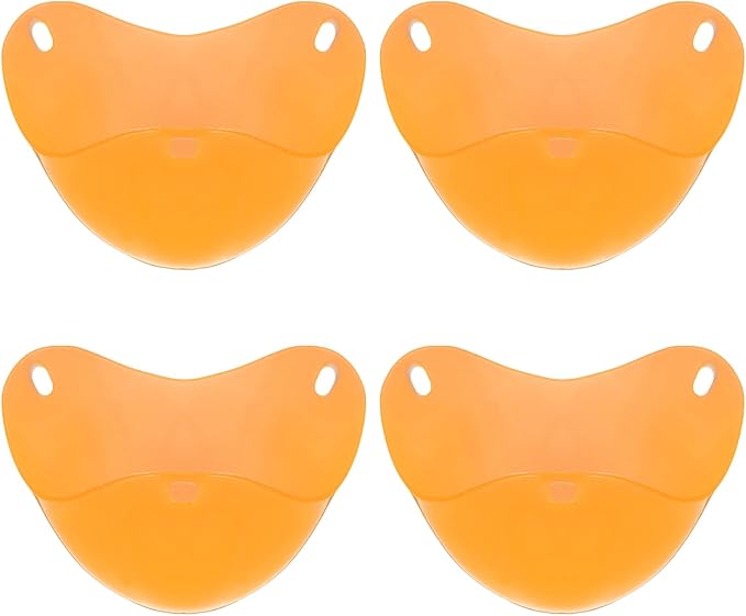 uxcell 4 Pack Egg Poacher, Nonstick Silicone Egg Poacher Cups Poached Cups Kitchen Breakfast Gadget for Microwave Air Fryer Stove Top Cooking Boiled Poached, Orange