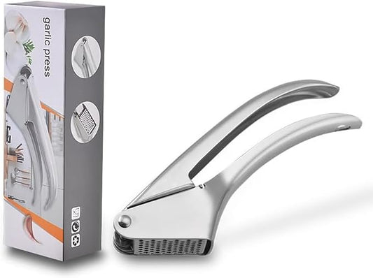 KUYRA Garlic Press Stainless Steel – Heavy Duty No-Peel Garlic Crusher & Mincer, High Capacity Chamber, Rust-Free 304 Steel, Easy Clean & Dishwasher Safe Clove Crusher & Hand Mincer