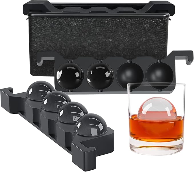 TINANA Clear Ice Ball Maker, Crystal Clear Ice Sphere Maker prepare 8 Large Round Ice Balls, 2 Inch Ice Cubes for Cocktail, Whiskey & Bourbon Drinks, Gifts for Men