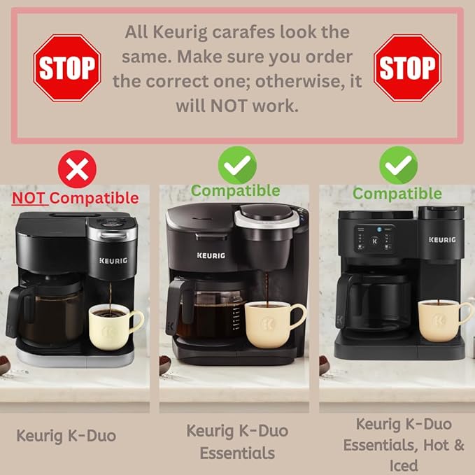 Replacement 12-Cup Coffee Pot Carafe for Keurig K-Duo Essentials & K-Duo Essentials Hot & Cold Brewer Models (K-Duo ESSENTIALS)