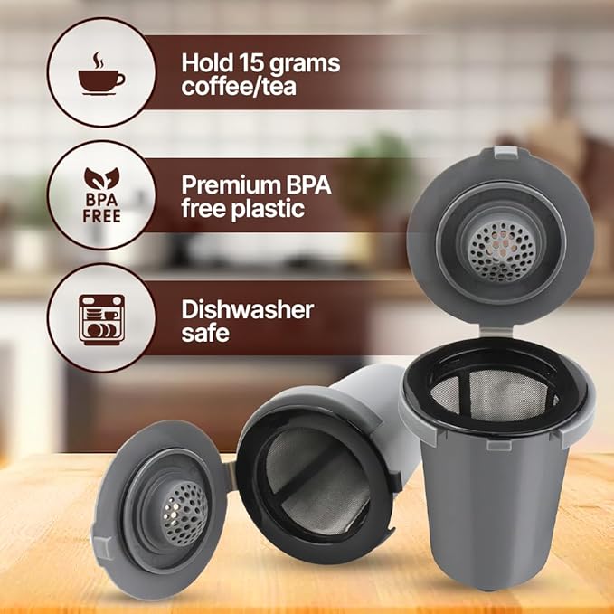 Reusable Filter Cups for Cuisinart Coffee Makers - Premium Refillable Coffee Cups Compatible with Cuisinart Single Serve Coffee Machines (2 Pack with 2 Mesh Filters)