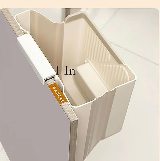 Yansanido Foldable Trash Can, 9.8 Inch x 7.87 Inch x 4.7 Inch Plastic White Hanging Garbage Can for Kitchen, Household, Office and Outdoors (Medium)
