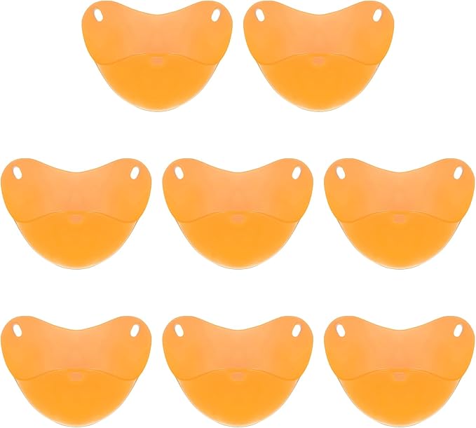uxcell 8 Pack Egg Poacher, Nonstick Silicone Egg Poacher Cups Poached Cups Kitchen Breakfast Gadget for Microwave Air Fryer Stove Top Cooking Boiled Poached, Orange