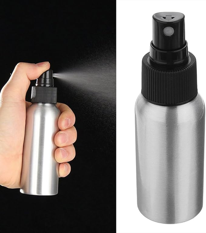 Furnido 1 oz Aluminium Essential Oil Spray Bottle Refillable Perfume Fine Mist Atomiser Empty Beauty Metal Spray Bottles Cosmetic Packaging Container Travel subpackage Bottles 4-Pack (Black Caps)