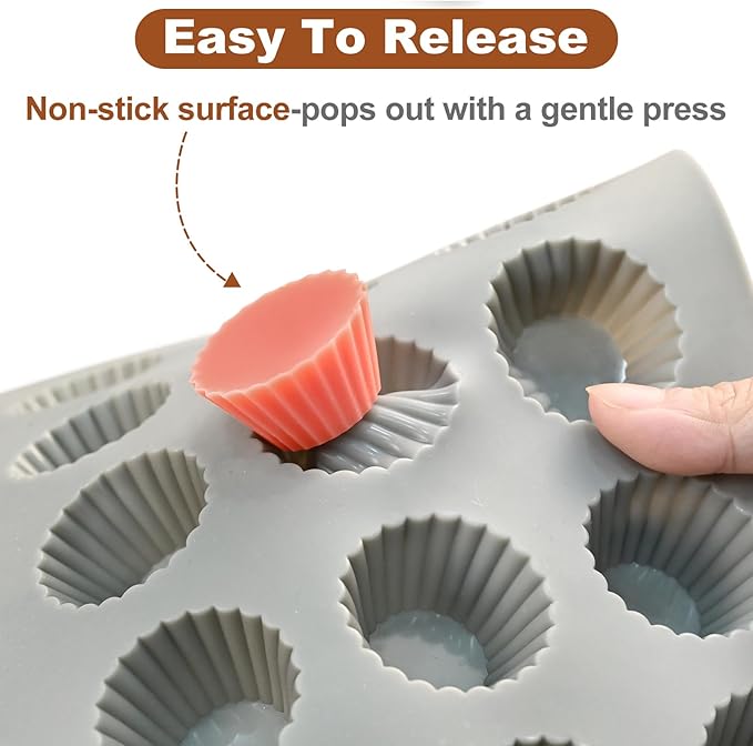 Peanut Butter Cup Molds, Bite-Size Chocolate Molds, 30-Cavity Mini Silicone Candy Mold for Fat Bomb, Jelly, Ice and Cordial Truffles Cupcake