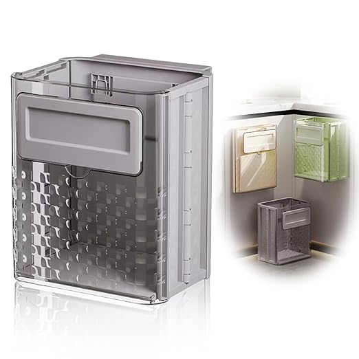 Hanging Kitchen Trash,Can Foldable Transparent Trash Can Kitchen Trash Can Cabinet Kitchen Compost Can Used for Cabinets/Cars/Bedrooms/Bathrooms. (Grey), BM0418