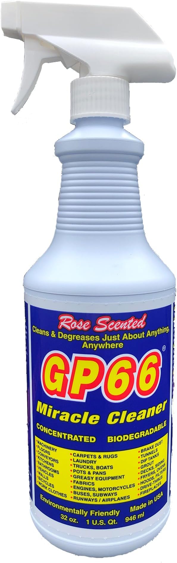 GP66 Green Miracle Cleaner Rose Scented New from Supersize (1, 32 oz.) All Purpose Cleaner Spray Kitchen Cleaner Bathroom Cleaner Degreaser and More