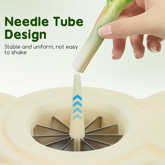 PRETYZOOM Green Onion Shredder 12 Blades Design for Uniform Precise Strips Equipped with 3 Blades Design Slicer for Other Vegetables Dishwasher Safe and Easy to Clean