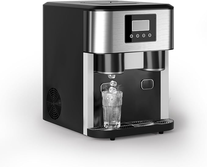 3-in-1 Bottleless Water Cooler Dispenser with Ice Maker & Ice Crusher, 40lbs/24H Ice Output, 1.8L Water Tank, 3 Size Bullet Ice Cubes for Home Office RV Party