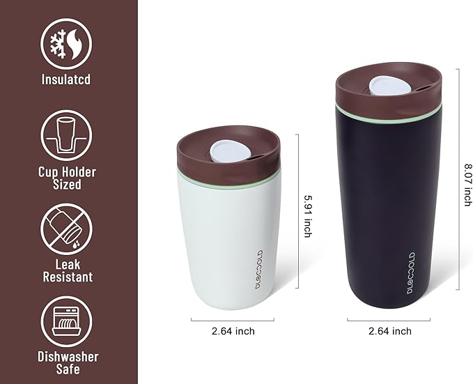 DLOCCOLD Insulated Stainless Steel Coffee Tumbler with Spill Resistant Lid, Reusable Iced Coffee Cup, Cup Holder Friendly Travel Coffee Mug, 24oz