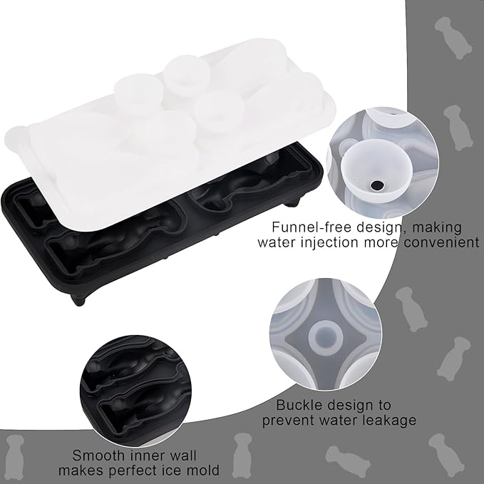 Dog Ice Cube Tray Mold - 3D Labrador Shape Ice Cube Trays, Cute Ice Cube Molds for Whiskey Bourbon, 4-Hole Large Fun Shapes Ice Cube Trays, Funny Dog Gifts for Dog Lovers Women Men
