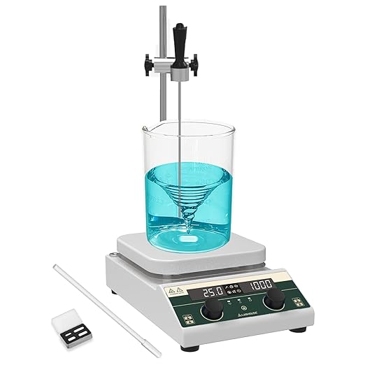 10L Capacity Magnetic Stirrer Hot Plate,350°C Heating & 2000 RPM, Includes Temp Probe and Stir Bar, Large 7.1" Square Hotplate