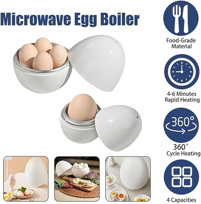 Microwave Egg Boiler 4 Egg Capacity Microwave Egg Cooker for Hard Boiled Eggs Microwave Egg Maker Under 9 minutes Medium and Hard Boiled Egg Cooker Rapid Egg Boiler Microwavable Egg Poacher