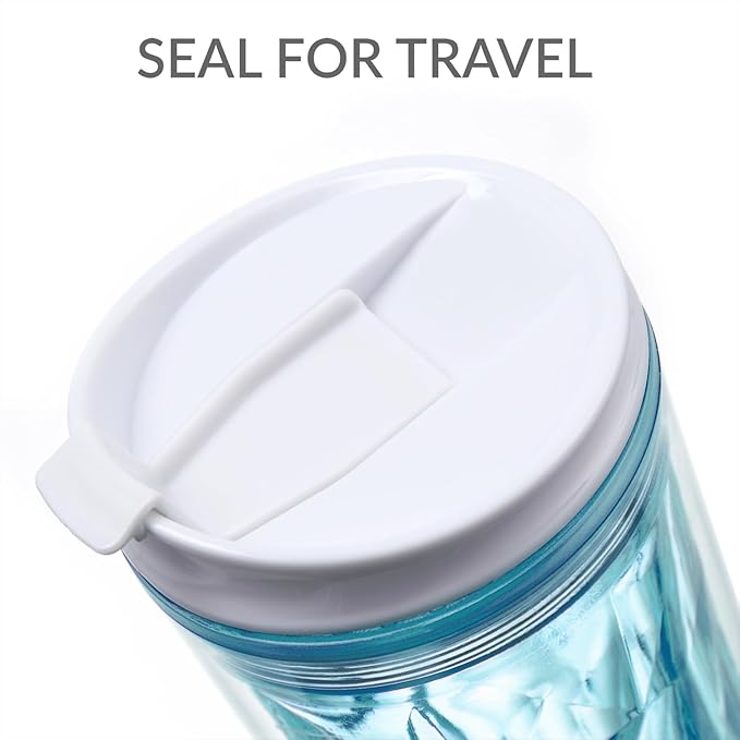 Cupture® Crystal Click & Seal Shake Tumbler Cup for Hot or Cold Drinks - 22 oz (Teal Aquamarine)