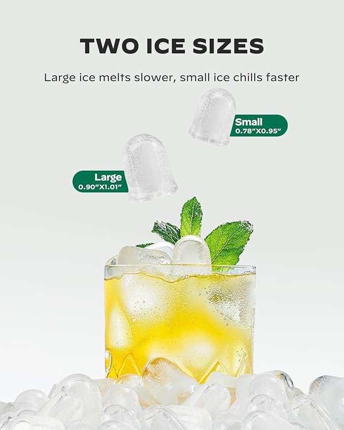 Silonn Countertop Ice Maker Machine, 26 lbs per Day, Fast Ice in 6 Minutes, Self-Cleaning Ice Maker, Compact Countertop Ice Machine for Home, Kitchen/Office/Parties,Black