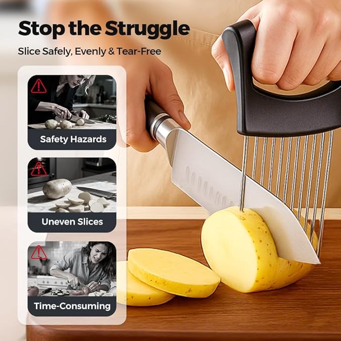Onion Holder for Slicing, 2026 New Stainless Steel Onion Slicer Vegetable Chopper,Cutter for Meat, Onion, Potato, Tomato,Fruit,Food Slicer Assistant Tool,kitchen gadgets (Green 1PC)