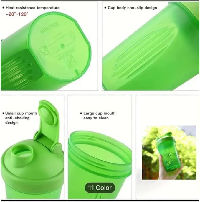 CHNLML Protein Shaker Bottle 400ML/16Oz w. Shaker Ball for Protein Shake, Shaker Bottle with Mixing Ball, Leak-Proof, BPA-Free, for Gym, Workout, Juice Mixer (Pink/Pink Body, 16Oz-400ML-1Bottle)