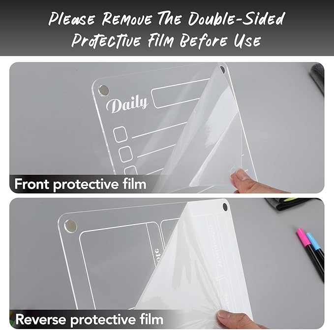 DIYMAG Planning Pads 3Pack Acrylic Magnetic Dry Erase board for Fridge,15"x11" Set Magnetics Weekly Monthly Wall Planners Board for Refrigerator with 6 Colors Markers