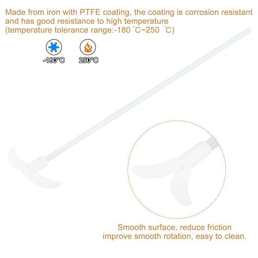 MECCANIXITY PTFE Electric Stirring Rod 400x100mm Length Overhead Stirrer Mixer Shaft with Foldable Paddle for Lab