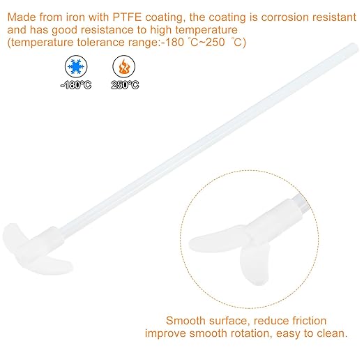 MECCANIXITY PTFE Electric Stirring Rod 250x65mm Length Overhead Stirrer Mixer Shaft with Foldable Paddle for Lab