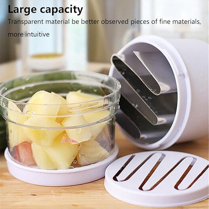 Food Chopper, Nut Chopper Manual Hand Handheld Veggie Chopper with Container Veggie Dicer for Vegetable, Salad, Onion, Garlic, Nut(white)